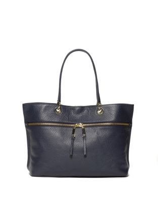 Tommy Hilfiger Camille Pebble Leather Tote - NAVY