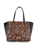 Anne Klein Leopard Faux Leather Tote Bag - HAZEL MULTI/BLACK