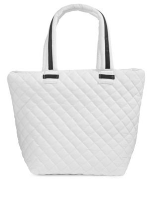 Steve Madden Diamond Quilted Tote - WHITE