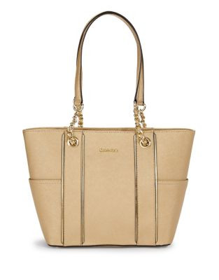 Calvin Klein Key Items Leather Tote - GOLD