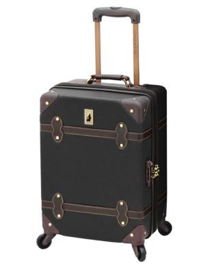 London Fog Retro Trunk 20 Inch Spinner Suitcase - BLACK - 20