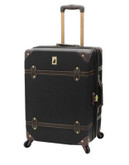 London Fog Retro Trunk 24 Inch Spinner Suitcase - BLACK - 24