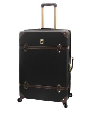 London Fog Retro Trunk 28 Inch Spinner Suitcase - BLACK - 28