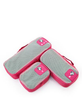 Heys Pack ID 3 pc Slim Packing Cube Set 3 size - PINK