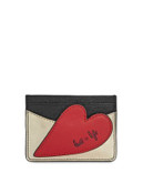 Diane Von Furstenberg Love is Life Leather Card Case - BLACK/GOLD