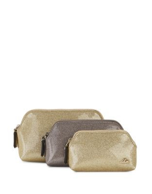 Diane Von Furstenberg Three-Piece Glitter Cosmetics Case Set - GOLD