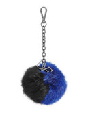 Diane Von Furstenberg Bi-Colour Rabbit Fur Pom-Pom - COBALT/BLACK