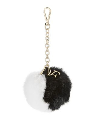 Diane Von Furstenberg Bi-Colour Rabbit Fur Pom-Pom - BLACK/WHITE