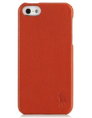 Polo Ralph Lauren Pebbled Leather Hard iPhone Case - ORANGE