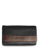 Derek Alexander Multi Compartment Clutch Ladies Wallet - BLACK/BROWN