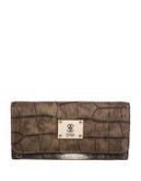 Guess Angela Embossed Flap Organizer - CHESTNUT