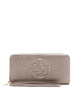 Guess Korry Large Zip-Around Wallet - PEWTER