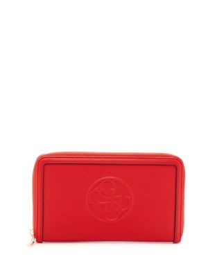 Guess Faux Leather Passport Wallet - RED