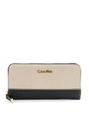 Calvin Klein Saffiano Leather Wallet - BEIGE/BLACK