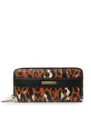 Anne Klein Leopard Faux Leather Zip Wallet - HAZEL MULTI BLACK