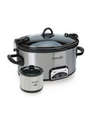 Crock Pot Cook and Carry Smart-Pot Slow Cooker with Little Dipper Warmer - STAINLESS STEEL