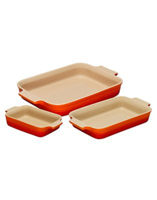 Le Creuset Set of 3 Rectangular Dishes - ORANGE