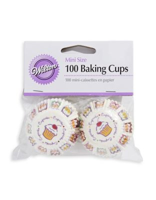 Wilton Pack of 100 Printed Mini Baking Cups - WHITE