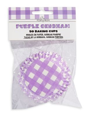 Fox Run 50-Pack Gingham Baking Cups - PURPLE