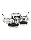 All-Clad 10-Piece Tri-Ply Stainless Steel Cookware Set - STAINLESS STEEL - 10