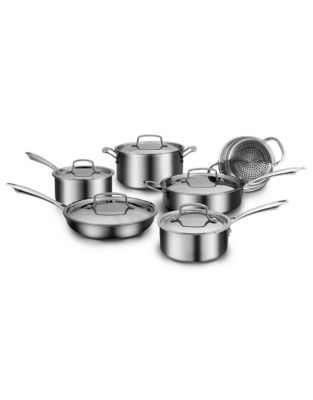 Cuisinart 11-Piece Three-Ply Stainless Steel Cookware Set - SILVER - 11L