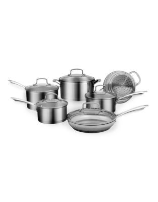 Cuisinart 11-Piece Single Ply Stainless Steel Cookware Set - SILVER - 11L