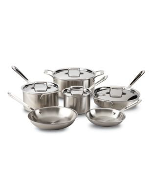 All-Clad Brushed D5 10 Piece Cookware Set - STAINLESS STEEL - 10IN