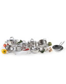 Lagostina Stainless Steel Cookware Set with Bonus Skillets - STAINLESS STEEL