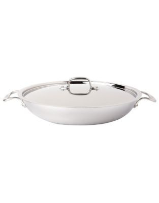 All-Clad 13 Inch 33cm Stainless Steel Paella Pan with Lid - SILVER