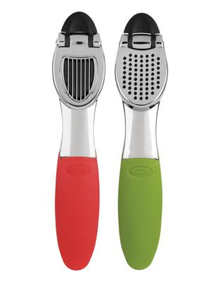 Trudeau Garlic Press and Slicer Duo - RED GREEN