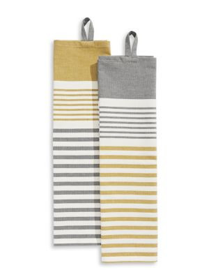 Jamie Oliver Two-Pack Striped Cotton Tea Towels - YELLOW