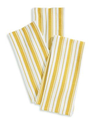 Bon Appetit Three-Piece Striped Tea Towel Set - YELLOW