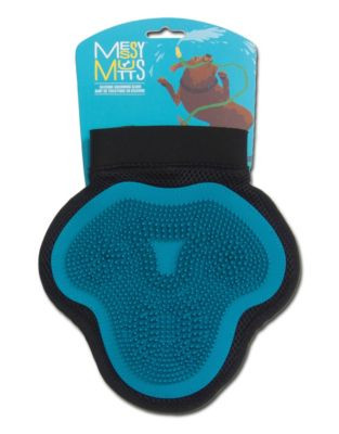 Messy Mutts Silicone Pet Grooming Glove - BLUE