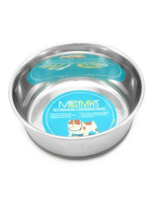Messy Mutts Non-Slip Stainless Steel Bowl - GREY - LARGE