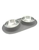 Messy Mutts Extra Large Silicone Double Feeder - GREY - XLARGE