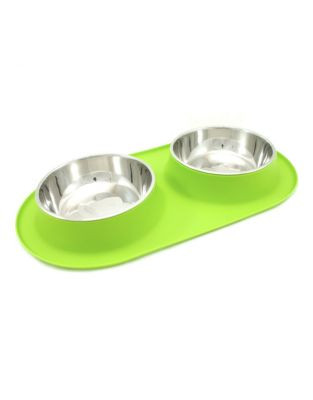 Messy Mutts Extra Large Silicone Double Feeder - GREEN - XLARGE