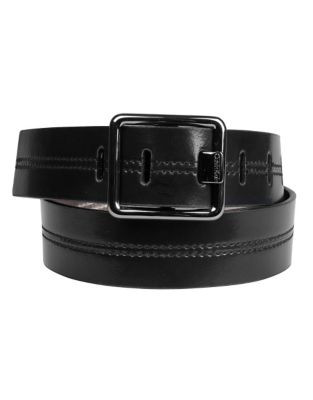 Calvin Klein Patent double centre stitch belt - BLACK - LARGE