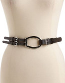 Lauren Ralph Lauren Tri-Strap Leather Belt-BLACK - BLACK - X-LARGE