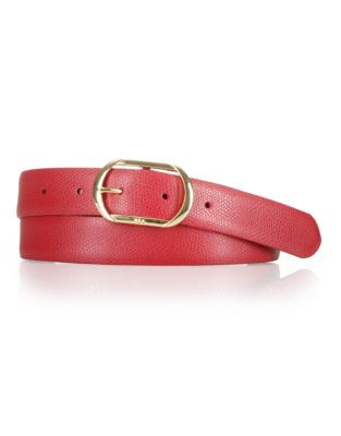 Lauren Ralph Lauren Leather Belt-RED - RED - X-LARGE