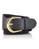 Lauren Ralph Lauren Monogram Stretch Belt - BLACK/GOLD - SMALL