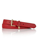 Lauren Ralph Lauren Textured Faux Leather Belt - RED - SMALL
