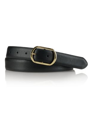 Lauren Ralph Lauren Leather Belt - BLACK - MEDIUM