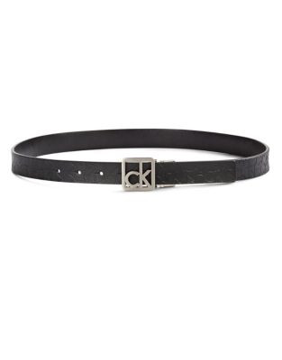 Calvin Klein Reversible Skinny Leather Belt - BLACK/BLACK - MEDIUM