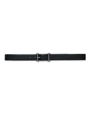 Lauren Ralph Lauren Pebbled Leather Belt - BLACK - LARGE