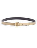 Lauren Ralph Lauren Gold Rush Reversible Leather Belt - GOLD BLACK - MEDIUM