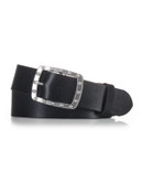 Lauren Ralph Lauren Studded-Buckle Leather Belt - BLACK/SILVER - LARGE