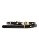 Reiss Leather Mini Stud Belt - BLACK - SMALL