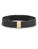 Lauren Ralph Lauren Faux Leather Elastic Belt - BLACK - LARGE