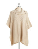 Nydj Cable Knit Wool-Blend Poncho - OATMEAL - LARGE