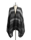 Lord & Taylor Colourblocked Wrap with Blanket Stitching - BLACK/GREY